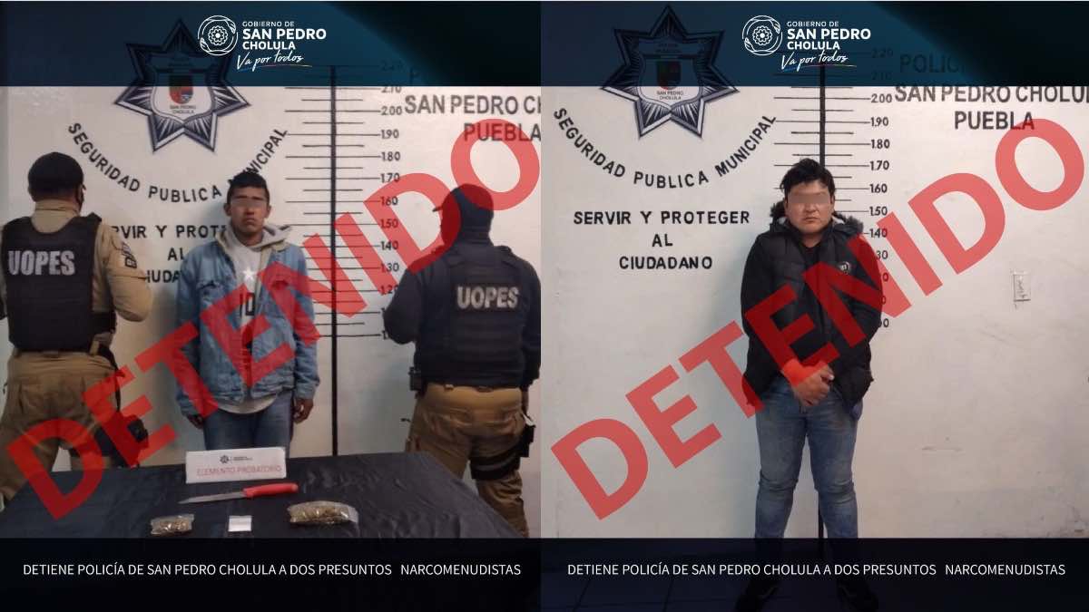 Narcomenudistas detenidos por la SSC De San Pedro Cholula