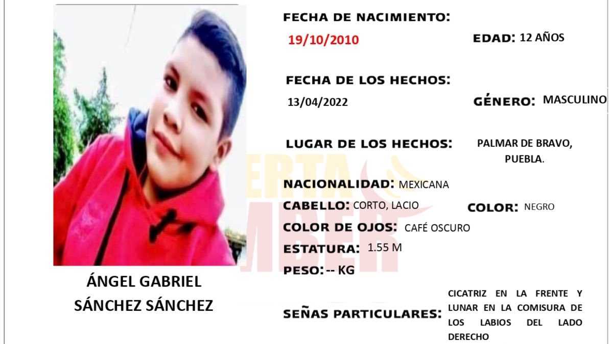 Alerta Amber Ángel Gabriel Sánchez