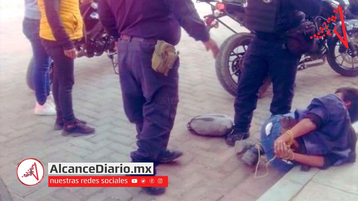 Presunto ladrón en Acatzingo