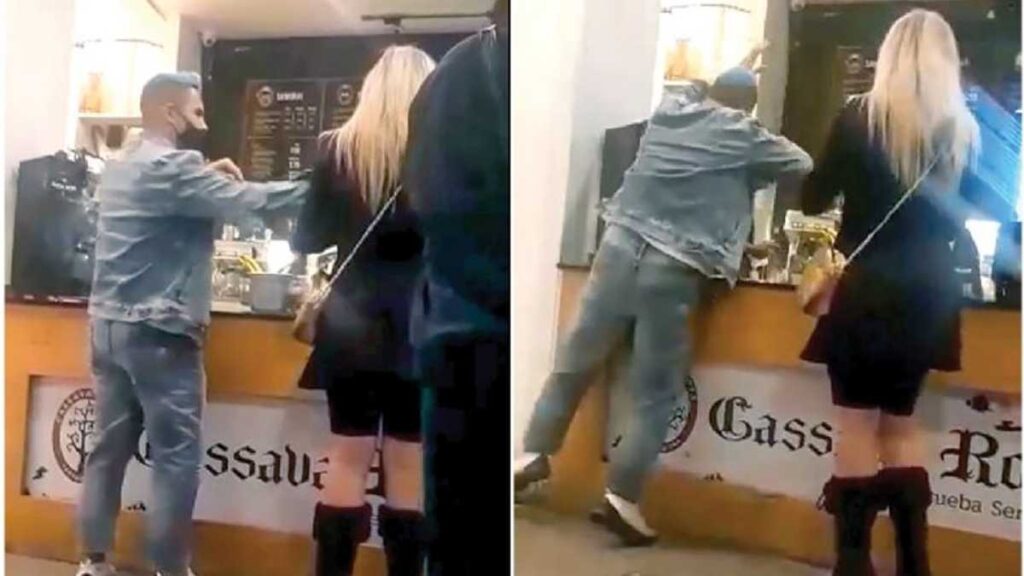 Emir Pabon golpeando a mesero