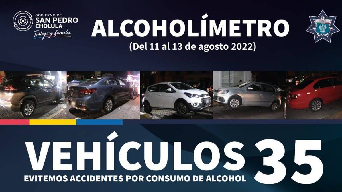 Remiten a 28 conductores en San Pedro Cholula por no pasar el alcoholímetro