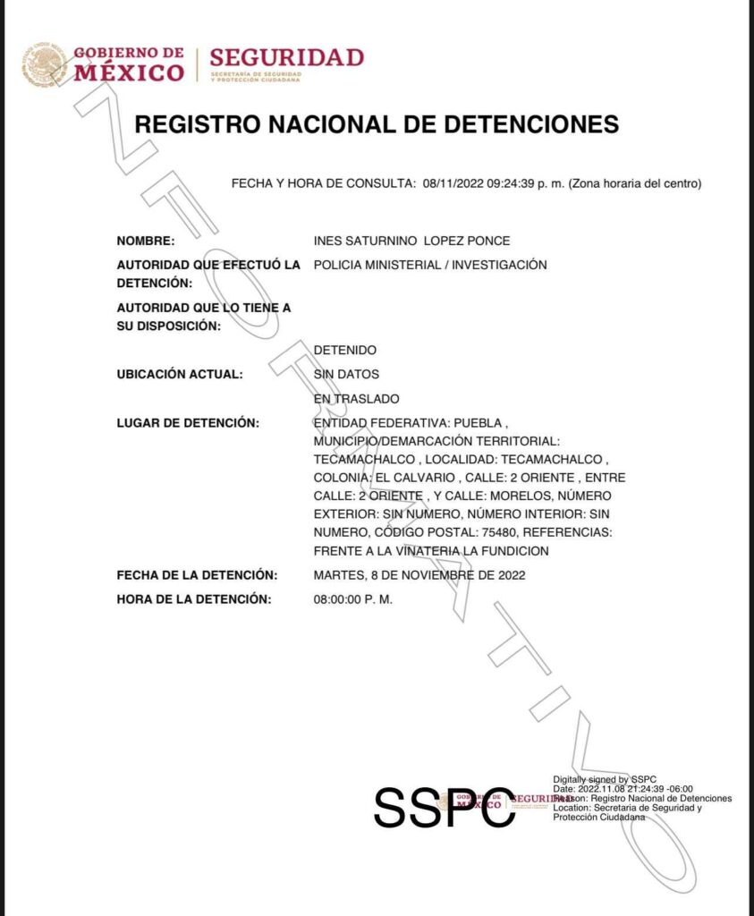 Detencion de Inés Saturnino exalcalde de Tecamachalco