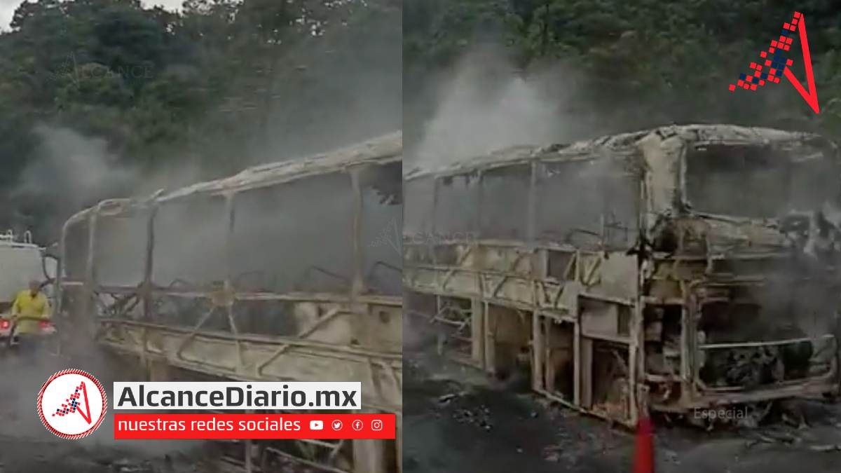 Puebla - Orizaba por incendio de autobús