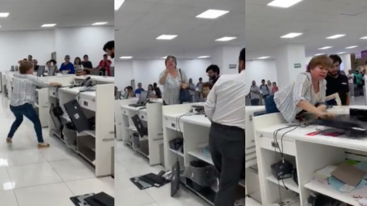 Lady Aeropuerto: mujer destroza mostrador de aerolinea en el AICM