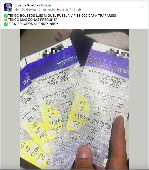 Revendedores hacen su agosto con boletos de Luis Miguel en Puebla