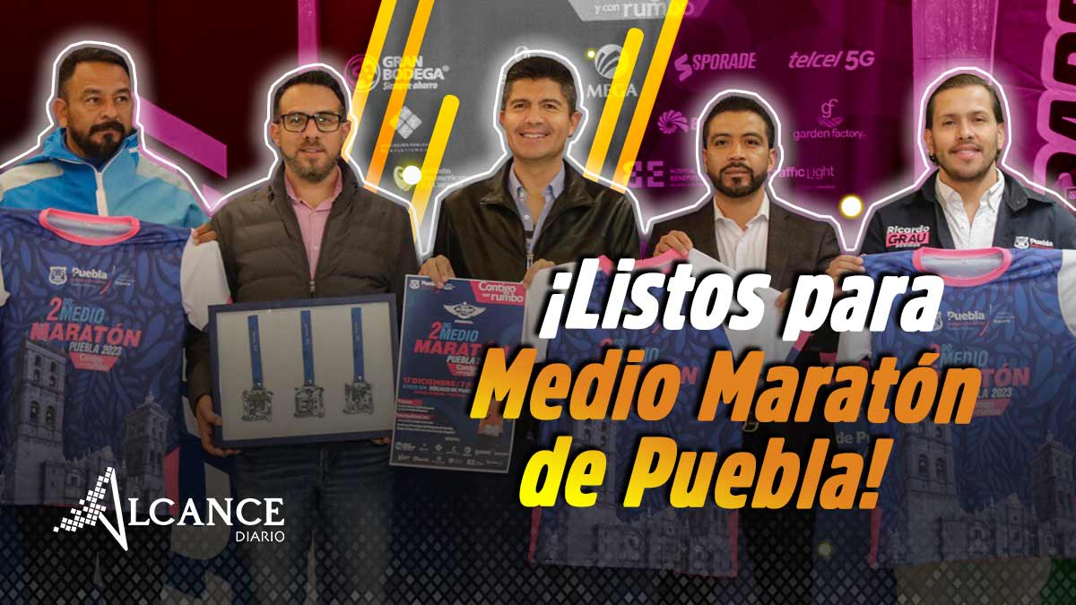 Presentan medalla y playera del Medio Maratón de Puebla 2023