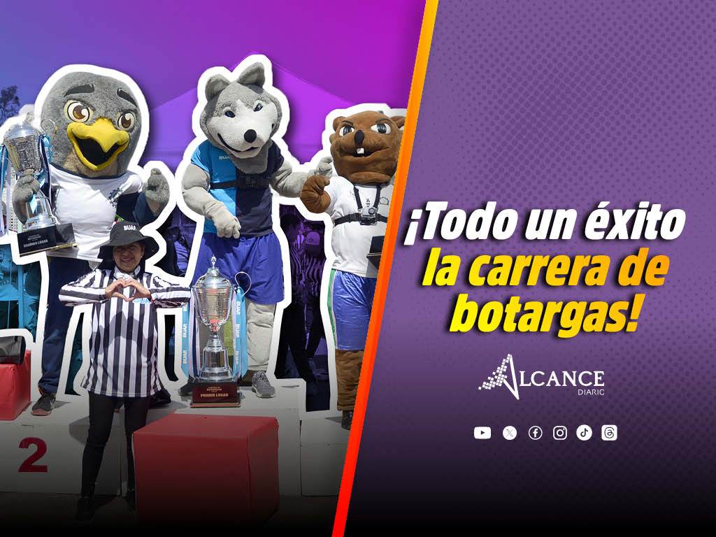 Carrera de botargas "arraza" en la Feria de San Valentín de la BUAP