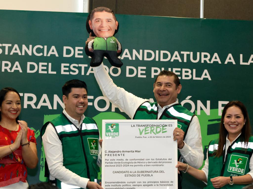 Partido Verde acredita a Alejandro Armenta como candidato al gobierno de Puebla