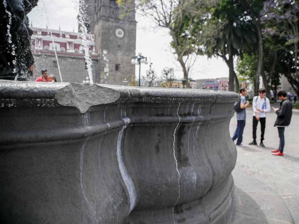 Reporta edil municipal daños menores a la fuente de San Miguel