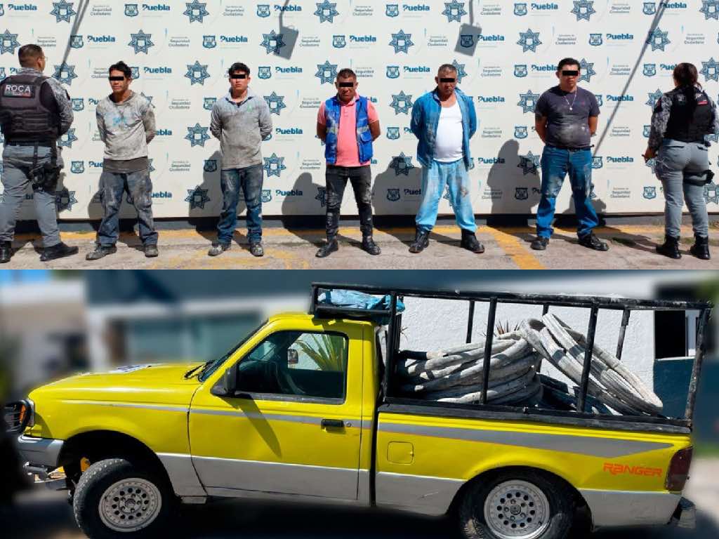 Detienen a cinco hombres robando cable de Telmex en la colonia El Carmen