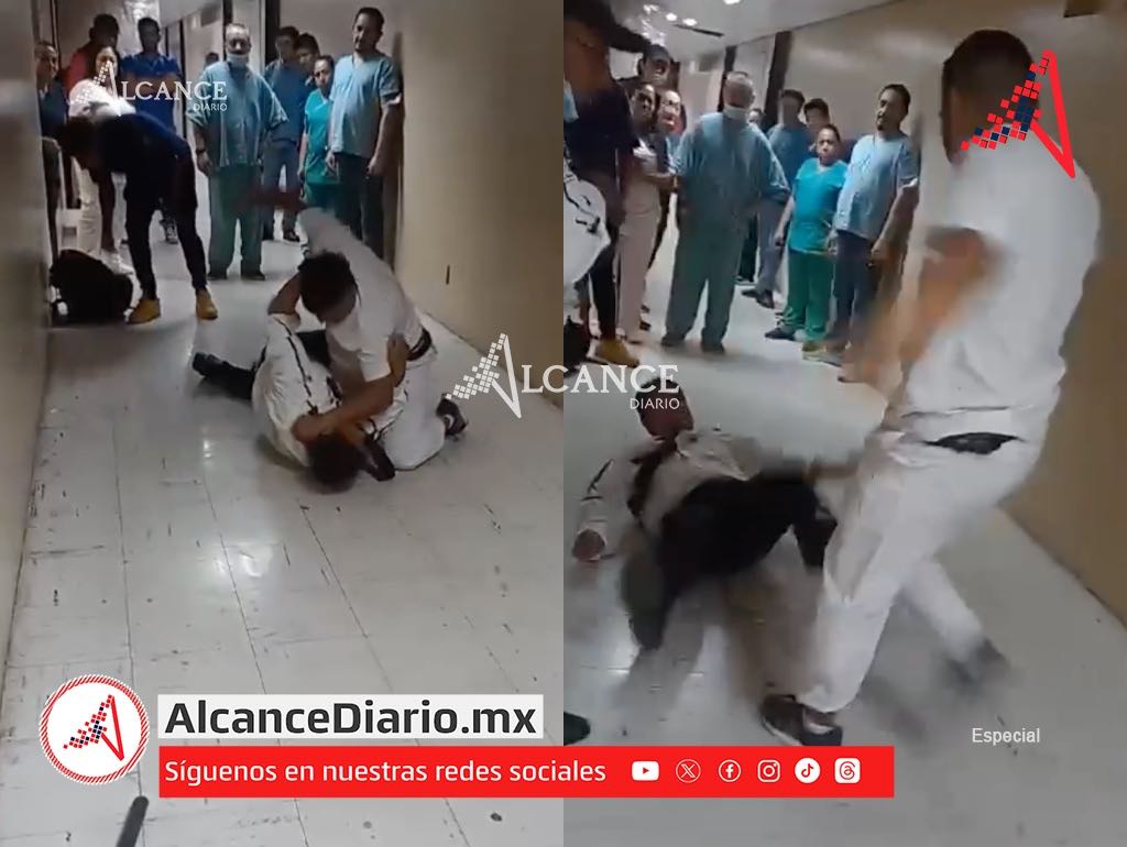 Se agarran a golpes por amor en el IMSS San José en Puebla