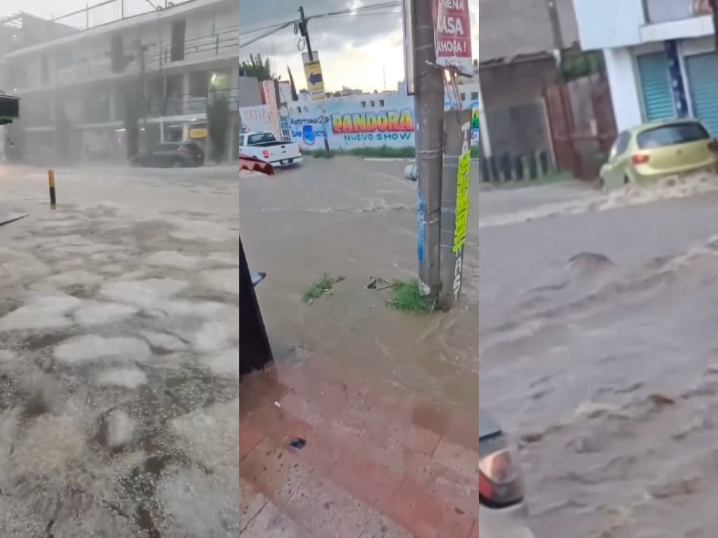 Inundación en Cuautlancingo y Coronango deja la fuerte lluvia con granizo de este martes