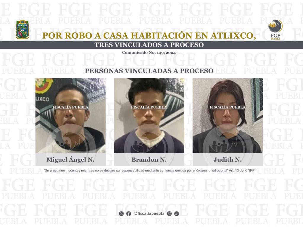Por robo a casa habitación en Atlixco van tres a la cárcel
