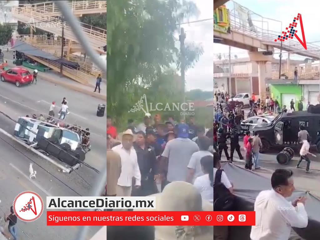 Casi linchan a presuntos extorsionadores en Tepeaca; pobladores agreden a policías durante trifulca