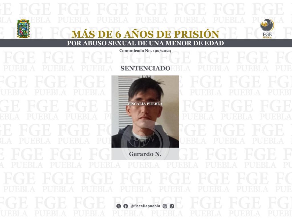 Por abuso sexual a una menor en San Andrés Cholula, sujeto pasará más de 6 años en la cárcel
