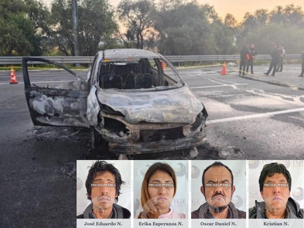 Fiscalía detiene a presuntos involucrados con auto y cuerpos calcinados en la México-Puebla