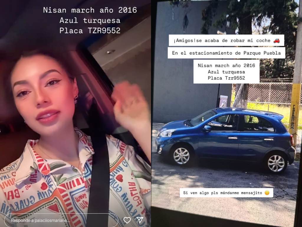 Roban vehículo de tiktoker poblana en el estacionamiento de Parque Puebla