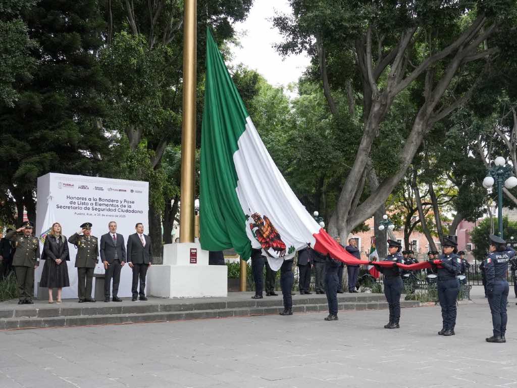 Encabezan Armenta y Chedraui pase de lista a elementos de la SSC de Puebla