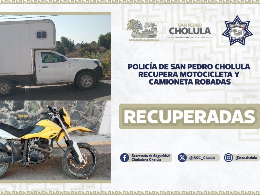 motocicleta camioneta robadas Cholula