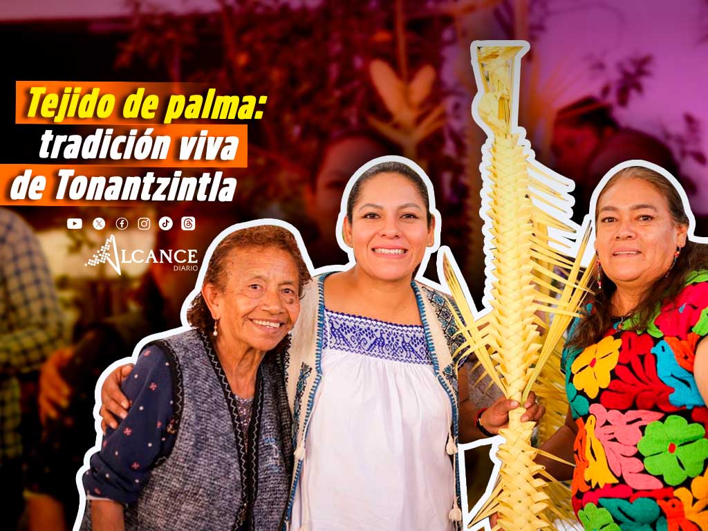 Continúa en Santa María Tonantzintla la tradición del tejido de palma