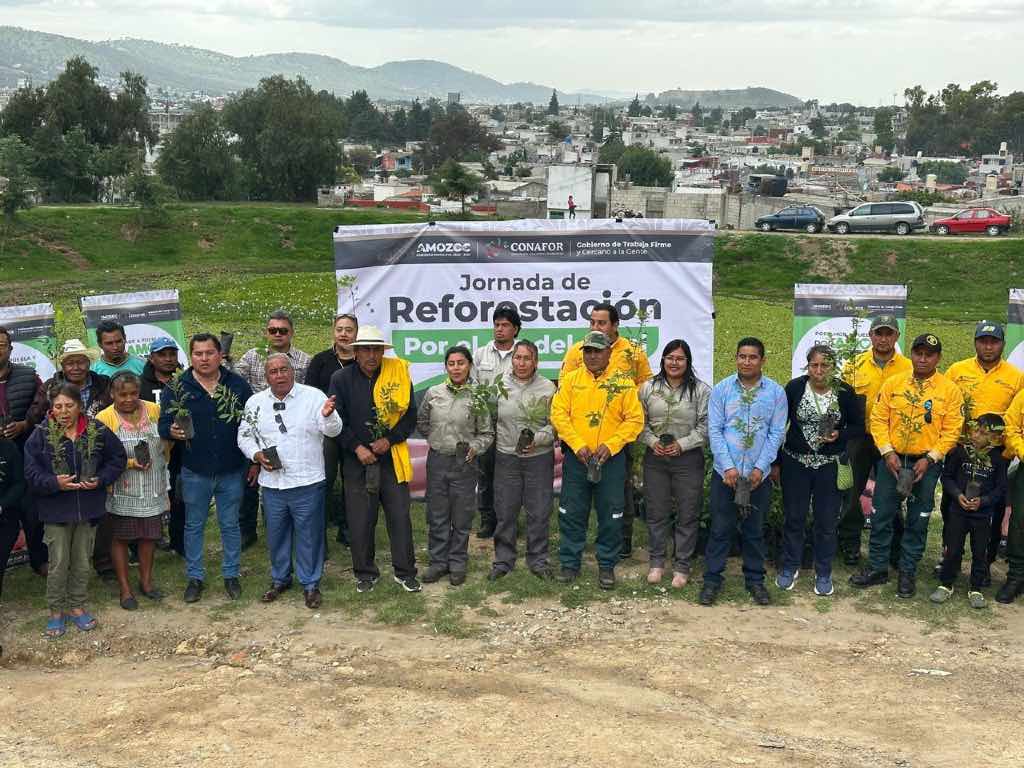 Reforestan el jagüey del barrio de La Preciosa en Amozoc