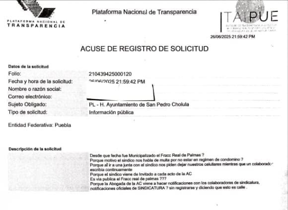 Denuncian presunta corrupción de síndico en San Pedro Cholula