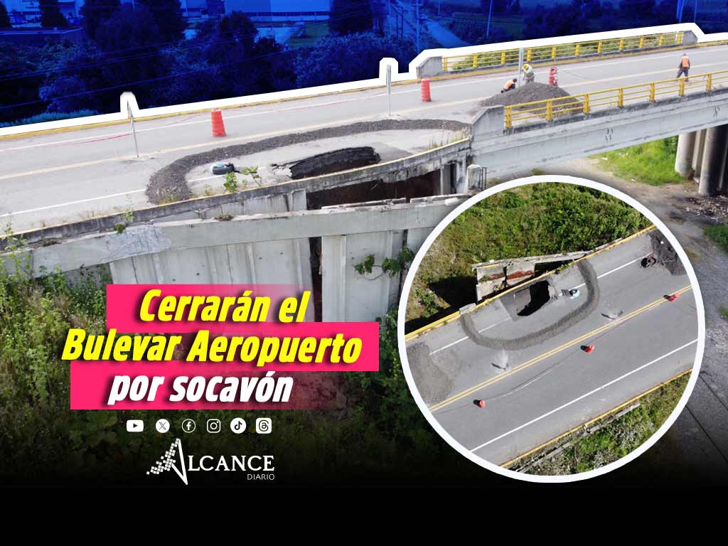 Cerrarán temporalmente el acceso al aeropuerto por socavón en Bulevar