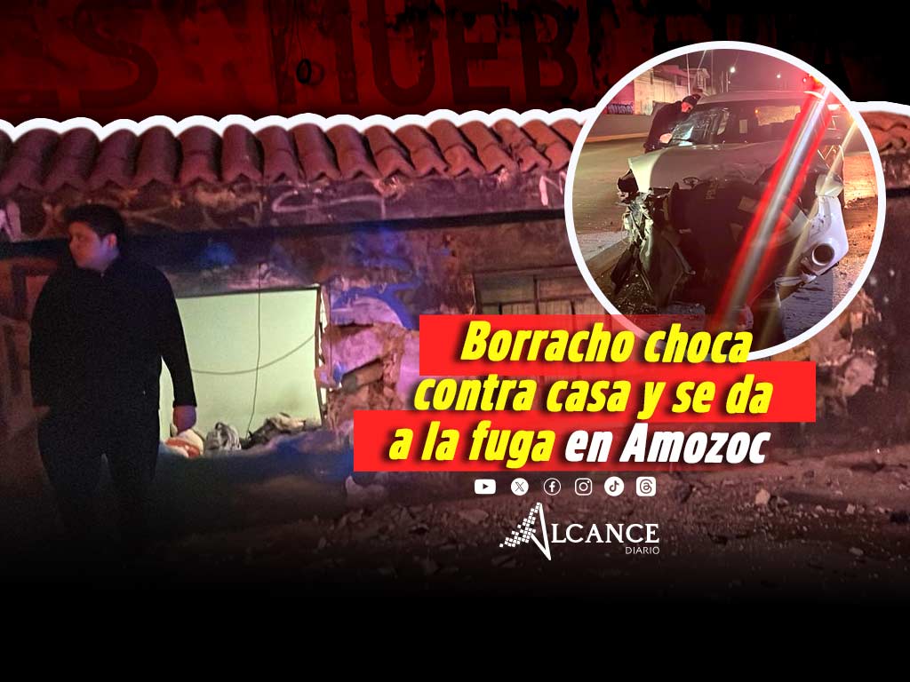 Conductor ebrio choca contra casa, abandonada su unidad y se da a la fuga en Amozoc