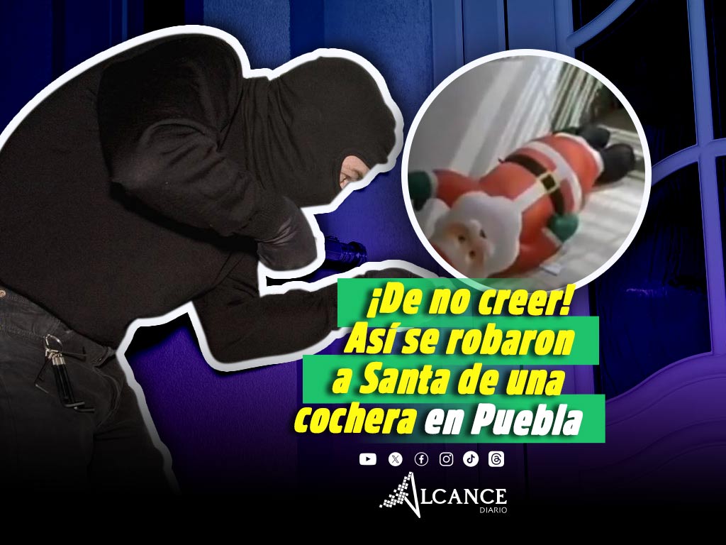 ¡Eso es pasarse! “Grinch” se roba Santa inflable de cochera de casa en Puebla