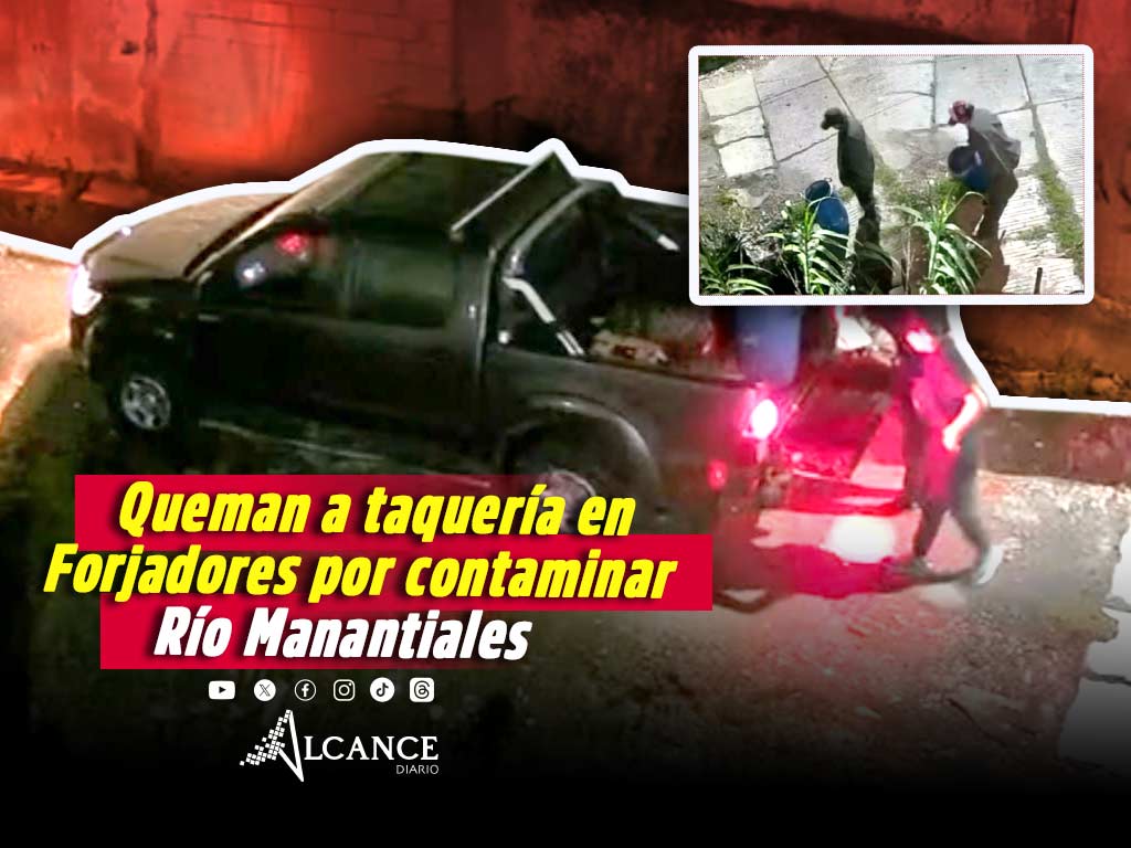 Denuncian a taquería en Forjadores por presuntamente arrojar desechos y aceite al Río Manantiales