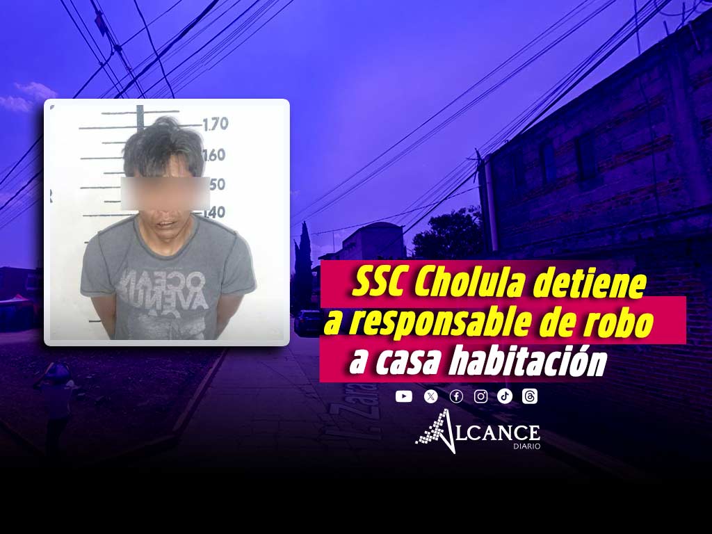 SSC Cholula detienen a responsable por robo a casa habitación en manantiales