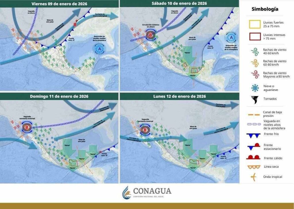 ¡Aguas! Emiten alerta por lluvias ante Frente Frío No. 27