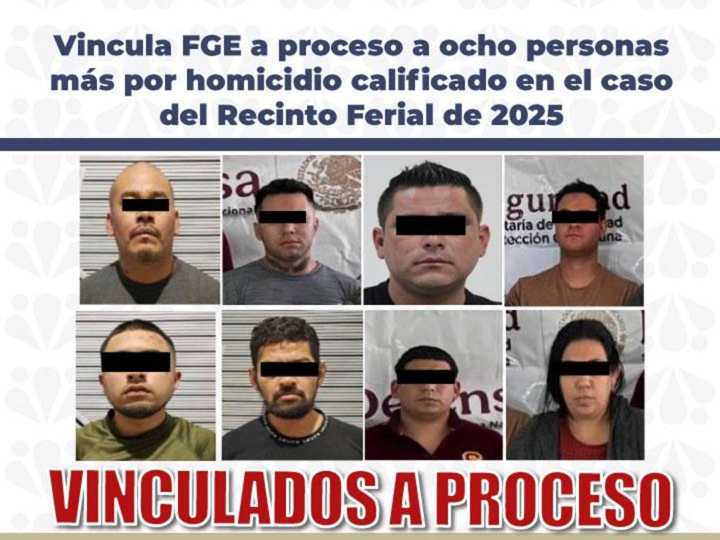 Vincula FGE a proceso a ocho personas más por homicidio calificado en el caso del Recinto Ferial de 2025
