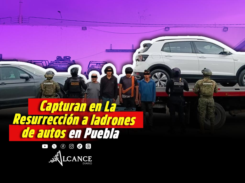 Caen cuatro hombres en La Resurrección dedicados al robo de vehículo en Puebla