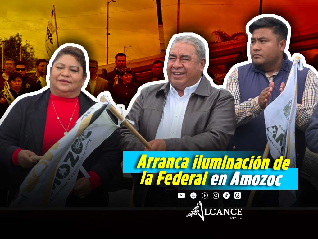 Arranca Amozoc construcción de la línea de alumbrado vial en la Federal Puebla - Tehuacán