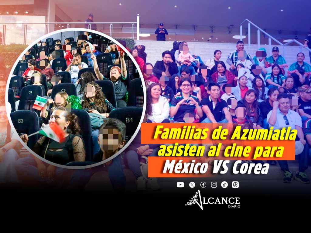 La “bonita Sánchez” lleva a familias de Azumiatla al cine a presencial el partido de México contra Corea 