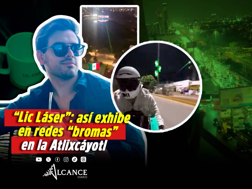 “Lic Láser”: Así se exhibe en sus redes le sujeto que apunta con luz a conductores en la Vía Atlixcáyotl