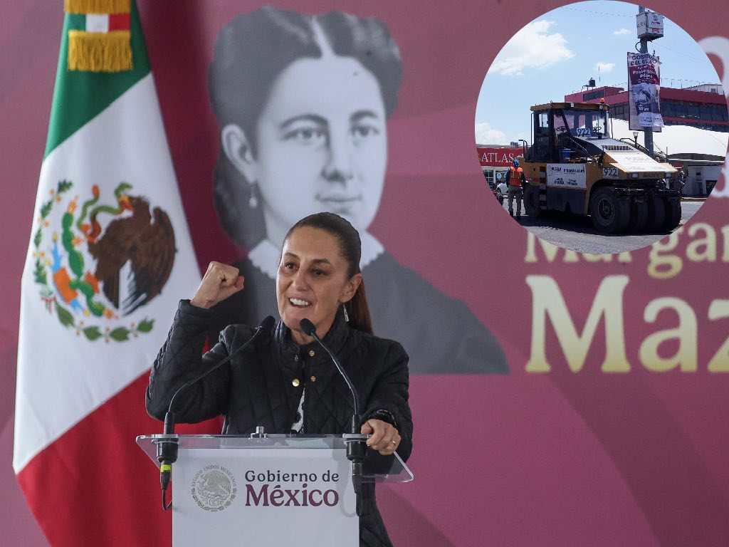 Claudia Sheinbaum reconoce a Alejandro Armenta por compra de trenes de pavimentación para Puebla