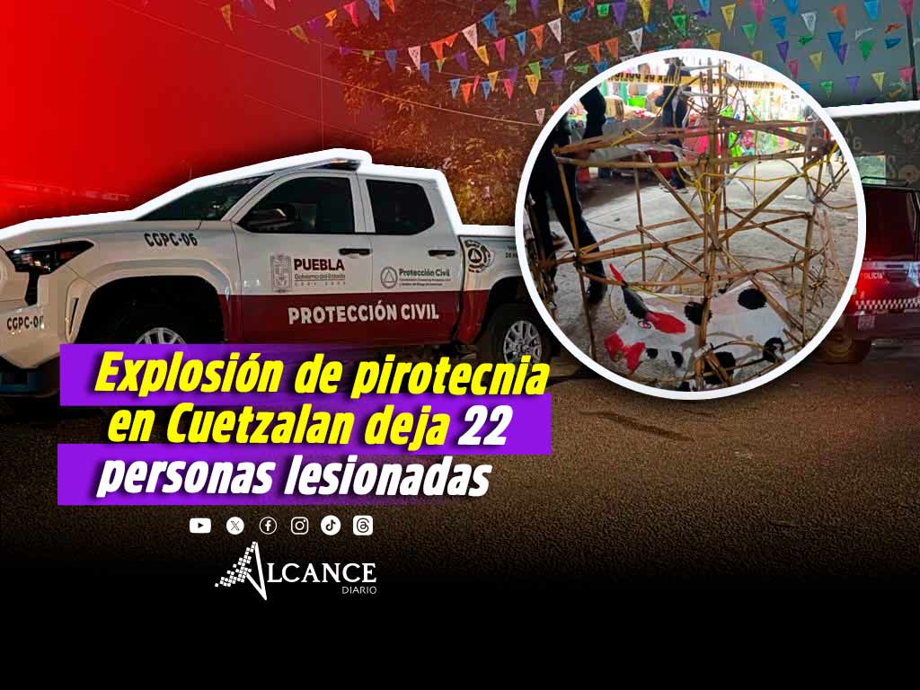 Explosión de pirotecnia durante fiesta patronal en Cuetzalan deja 22 personas lesionadas