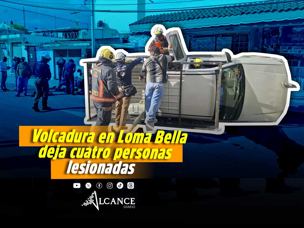 Volcadura de camioneta con trabajadores deja cuatro personas lesionadas en Loma Bella