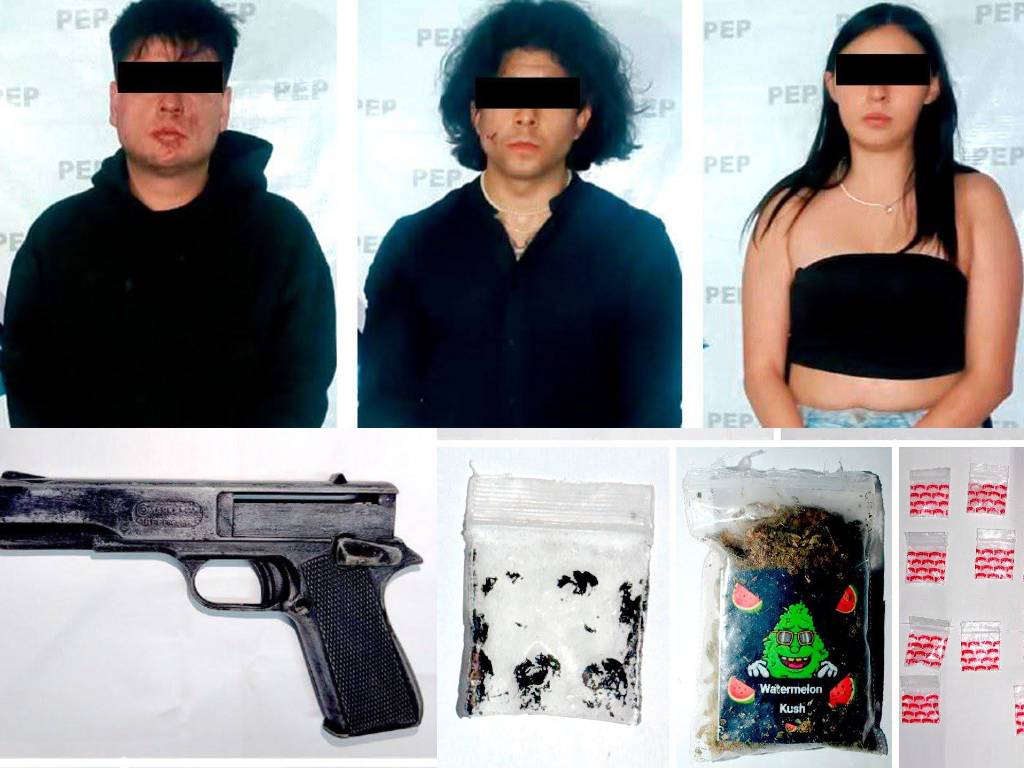 Persecución en el Centro de Puebla termina con tres detenidos; aseguraron droga y un arma