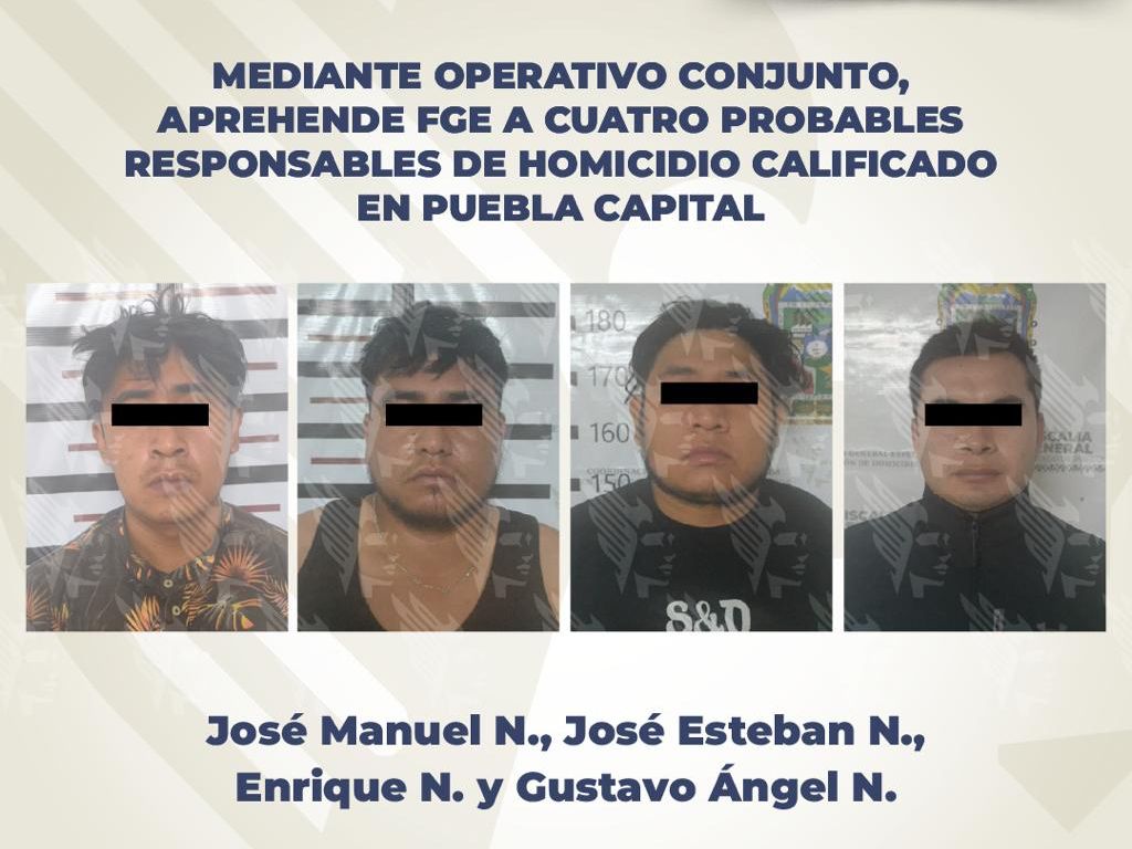 Detienen a cuatro presuntos responsables de homicidio por caso en colonia Flores del Pedregal