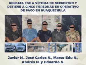 Rescata FGE a víctima de secuestro y detiene a cinco personas en operativo de pago en Huaquechula