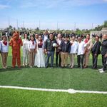 Inauguran cancha de fútbol en Bachillerato General 5 de Mayo de Almecatla