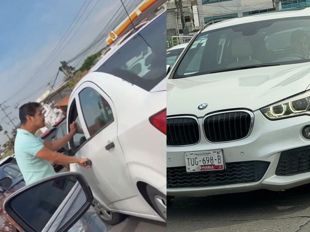 Familia acusa a conductor de BMW de choque en la Vía Atlixcáyotl; testigo ofrece otra versión