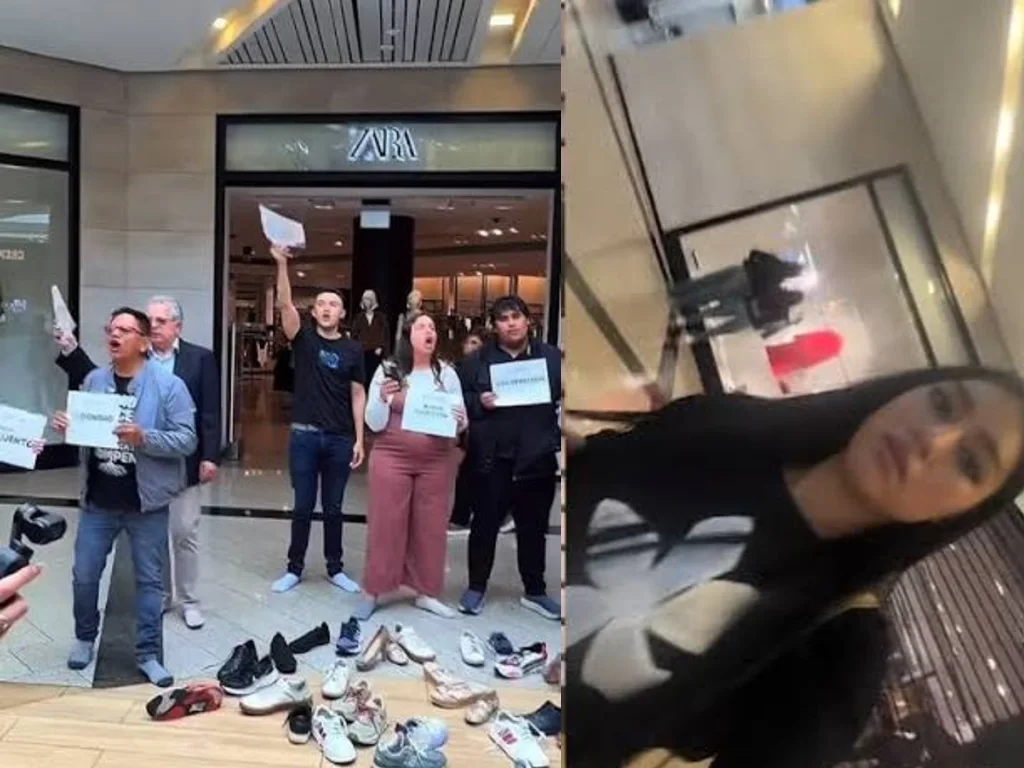 ¡Zapatos sí, descalzos no! Protestan frente a Zara en Bogotá tras denuncia de trabajadora